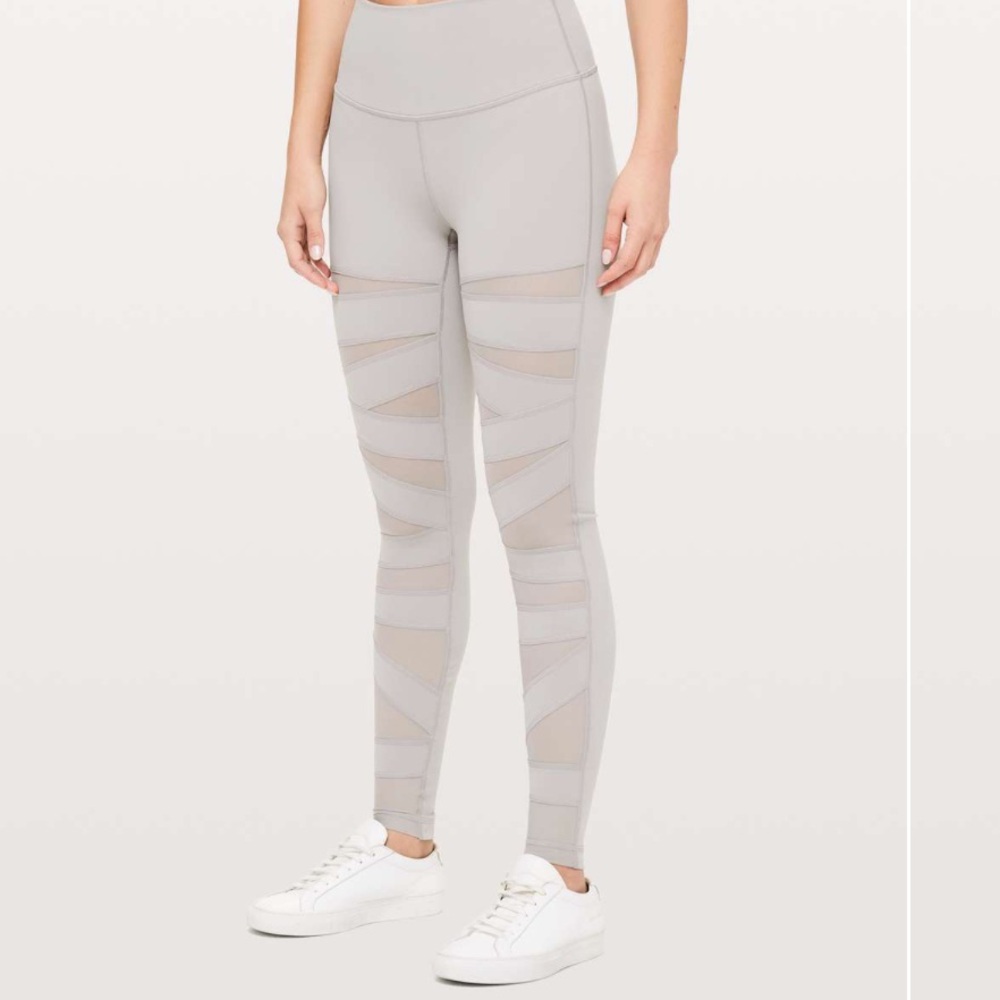 Lululemon Wunder Under Tech Mesh Panel Leggings Size 4 Dark Chrome Mid-High Rise